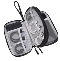 Sac de rangement organisateur double couche de voyage, pochette multifonctionnelle pour accessoires technologiques, porte-passeport