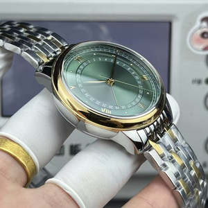 Exquisite Luxury Green Sunray Dial Pointer Date Two Tone Yellow Gold 316L Steel <b>Case</b> Luminous Automatic Mechanical Men <b>Watch</b> - Product Image 4