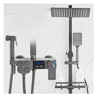 Ensemble de douche thermostatique numérique noir tendance, salle de bain, chaud et froid, pluie, multifonction, robinet de douche intelligent