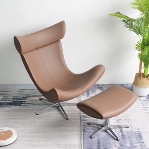 Modern Dining <strong>Chair</strong> Living Room Fiberglass Frame Lounge <strong>Chair</strong> Fabric Leather Finish Designer Furniture <strong>with</strong> <strong>Footstool</strong> - Product Image 2