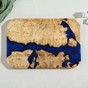 Pophorizon placa de cortar madeira, fabricante de madeira, queijo, pão azul, resina