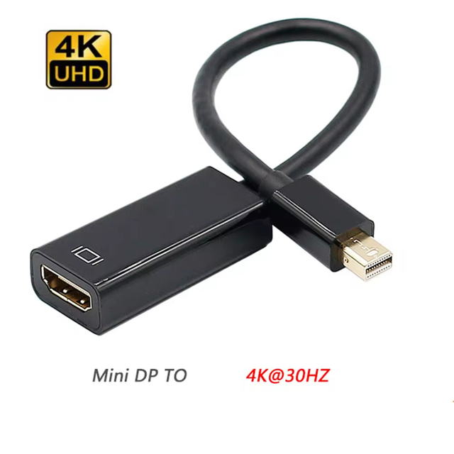 Enhanced Mini DP Thunderbolt Adapter for 4K HDTV Audio Video Projector Interface Microphone Copper Conductor Male-Female PVC