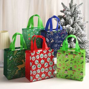 Sacs fourre-tout personnalisés en non-tissé pour cadeaux de Noël, sacs cadeaux pour bonbons de fête, sacs de courses pliables réutilisables en non-tissé - Product Image 5