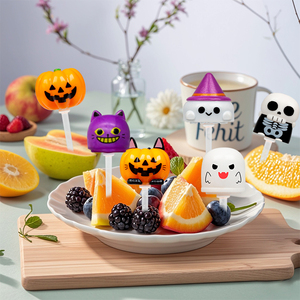 Palillos de Comida con Forma de Calabaza Fantasma de Halloween, Diseño de Dibujos Animados, para Fiestas Escolares y Bento - Product Image 1