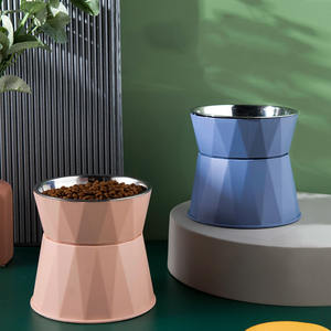 Portable multicolore pieds hauts protection du cou <span class=keywords><strong>bol</strong></span> pour animaux de compagnie détachable <span class=keywords><strong>anti</strong></span>-<span class=keywords><strong>renversement</strong></span> coque en plastique <span class=keywords><strong>bol</strong></span> de nourriture pour chat en acier inoxydable - Product Image 3