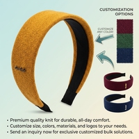 Headband lebar elastis poliester warna solid yang dapat disesuaikan, buatan tangan, untuk wanita, penggunaan sehari-hari kasual