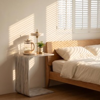 Table d'appoint carrée en acrylique personnalisable, marbre blanc, style moderne et luxueux, pour hôtel, salon, canapé, chambre à coucher, table de chevet