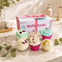 Kotak Hadiah Bom Mandi Alami Buatan Tangan, Aromaterapi Berbusa, Kue Berbentuk Fizz, Vegan, Set Spa Bunga Mawar Kering