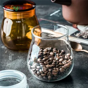 密閉気密デザイン手作り琥珀色ガラス茶コーヒー豆キャニスター