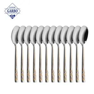 18/0 thép không gỉ phục vụ thìa x-lớn 9.8 inch 6 miếng rắn phục vụ đồ dùng môi múc canh lớn - Product Image 1