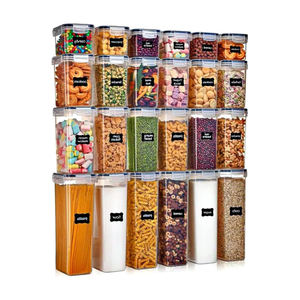 Juego de 24 Recipientes Rectangulares Herméticos para Almacenamiento de Alimentos Secos, Moldeados por Inyección, para Uso Doméstico - Product Image 1
