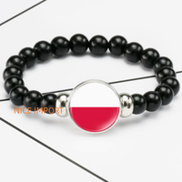 Bracelet perlé élastique noir drapeau du Pérou, accessoire patriotique tendance pour hommes et femmes, best-seller