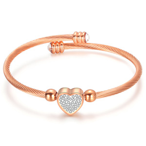 Bracelet en acier inoxydable en forme de cœur serti de diamants pour femmes, à porter au quotidien, 11 mm - Product Image 3