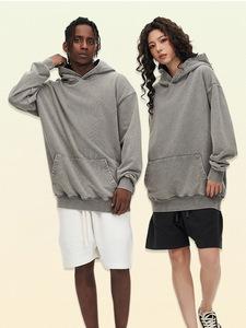 H5567 Nouveautés Vente en gros Personnalisé Épais 450 g/m² Sweats à capuche doublés en molleton bouclette effet délavé à l'acide - Product Image 3