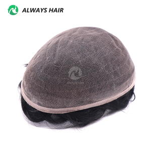 Peluca de cabello humano indio de encaje completo de 6 pulgadas, tupé de <span class=keywords><strong>prótesis</strong></span> de pelo alemán de densidad media, 8x10, para <span class=keywords><strong>hombre</strong></span> - Product Image 1