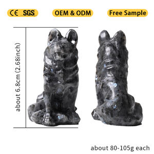 Venta al por Mayor de Piedras y Cristales de Alta Calidad, Tallados de Cristal de Perro Lobo para Decoración del Hogar - Product Image 4