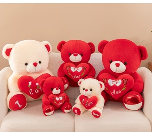Boneka Beruang Teddy Lucu Custom OEM ODM dengan Sweater, Mainan Hewan Boneka Plush Lembut Berkualitas Tinggi, Boneka Beruang dengan Pita untuk Hari Valentine - Product Image 1