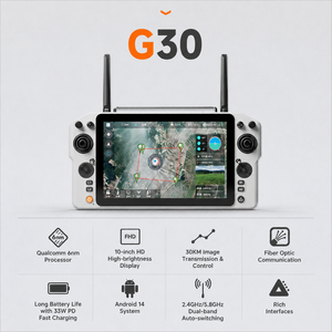 Station de sol Skydroid G30 pour drone de patrouille de sécurité, portée 30 km, écran HD 10,1 pouces, contrôleur de vol à commutation automatique double bande - Product Image 1