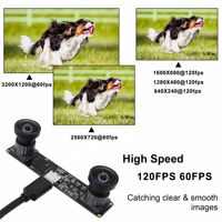 Kamera USB 120FPS 60FPS Global Shutter Sinkronisasi Warna Modul Kamera Stereo Tanpa Distorsi Lensa Ganda Webcam Robot Mini