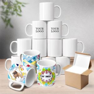 Mug en porcelaine 11 oz personnalisé avec logo promotionnel, sublimation, blanc, unique, luxueux, tasse à thé de Noël, mug en céramique 11 oz - Product Image 1