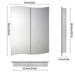 <span class=keywords><strong>Armoire</strong></span> miroir ondulée <span class=keywords><strong>à</strong></span> double porte avec rangement intégré pour salle de bain d'hôtel - Product Image 6