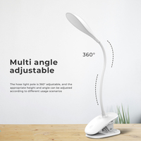 Lampe de bureau LED rechargeable par USB en ABS avec alimentation CC/CA, contrôle tactile flexible, lampe de lecture à clip, lampe moderne pour étude/bureau