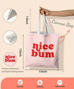 Sacs fourre-tout en toile de coton réutilisables et écologiques MULUN, fermeture éclair, doubles poignées en coton, couleurs et logo personnalisables, taille moyenne - Product Image 3