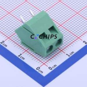 DB103-5.08-2P-GN-S Screw Terminal Block P=5.08mm Connector ( Construction: 1x2P )( Pitch: 5.08mm )( Color: Green ) - Product Image 1