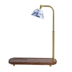 Lámpara de mesa de estilo chino con pantalla de porcelana azul y blanca, cuello flexible, E27, Led, 220V, para iluminación ambiental de mesa de té - Product Image 5