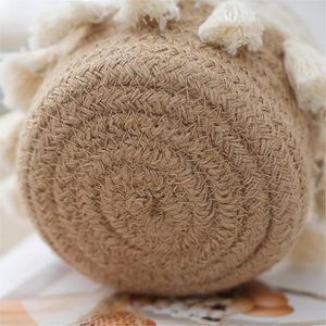 Panier de rangement en <span class=keywords><strong>corde</strong></span> de coton bicolore, petit organisateur tissé en macramé avec franges pour la chambre de bébé, le bureau, les articles divers et les outils de maquillage - Product Image 2