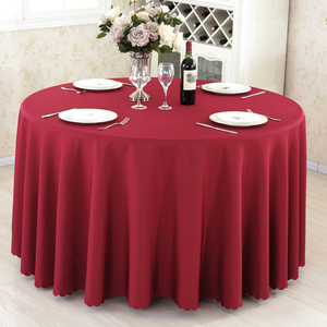 Polyester Đồng bằng màu trắng 120 "132" inch Khăn trải bàn Vòng bảng vải bảng bìa cho tiệc cưới tiệc sự kiện - Product Image 6