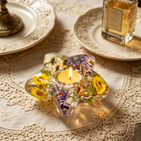 Support de bougie chauffe-plat en résine fait main avec fleurs préservées, décoration florale séchée pour chambre à coucher, ornement romantique et cadeaux