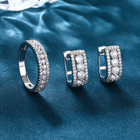 Elegante 925 sterling zilveren zirkoon trendy eeuwigheid ring en oorringen set voor vrouwen luxe bruids bruiloft sieraden cadeau