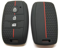 Funda de Silicona Antideslizante para Llave de Coche, Compatible con la Serie Hyundai, Llave Remota Plegable de 3 Botones con Decoración de Línea Roja