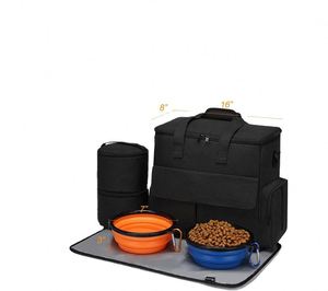 Bolsa organizadora de viaje universal para mascotas de fábrica BSCI con 2 bolsas para comida y premios, bolsa de transporte para comida de perro, organizador de fin de semana. - Product Image 4