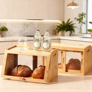Boîte à pain en bambou An Yue 30x20x25cm, armoire de rangement anti-poussière pour comptoir de cuisine - Product Image 1