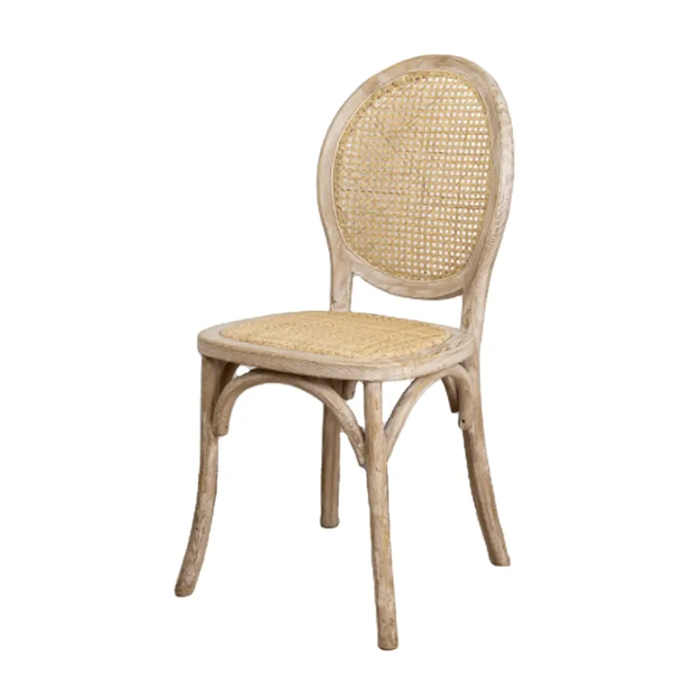 Silla de madera de ratán para restaurante, romántica, francesa, antigua, de madera maciza, para comedor