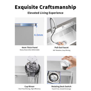 90x50cm Grote Enkelbak Keukenkraan, Premium SUS304 RVS voor Vervanging van de Vaatwasser - Product Image 4