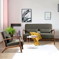 Sofá de Dos Plazas de Madera Tapizado de 50 Pulgadas, Estilo Moderno para Apartamento, Silla de Acento, Muebles RJH Modelo 2308