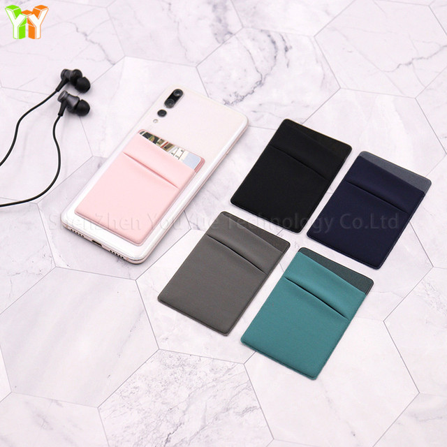 Cell Phone Card Holder Pocket for Back of Phone Stretchy Lycra Stick on Wallet Credit Card ID Case Pouch Sleeve Self Adhesive