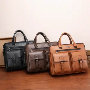 Bolso Vintage de piel auténtica para hombre, maletín de viaje para oficina y portátil