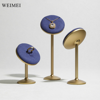 WEIMEI prix de gros bleu anneau rack Beige bijoux présentoir rond daim anneau métal support de support bijoux accessoires