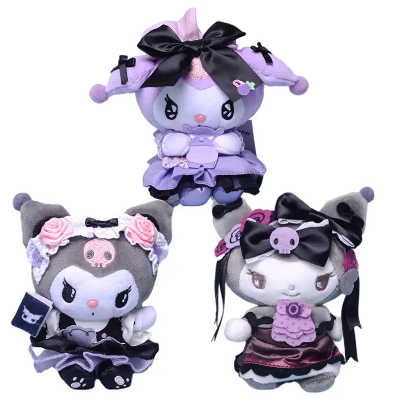 Mainan boneka kartun Kuromi Anime lucu lembut liontin Kawaii kecantikan berbulu gantungan kunci mainan boneka anak perempuan hadiah 10cm