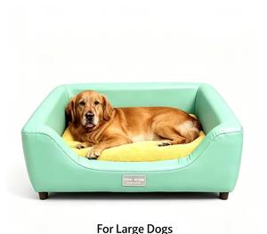 Luxury Indoor Decorative Pet <b>Bed</b> Solid Wood Frame Waterproof Leather Elevated <b>Dog</b> Cat <b>Bed</b> Modern Aesthetic Design - Product Image 1