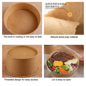 Envases de Papel Kraft Ecológico de 32 oz para Llevar Comida, Sopa, Ensalada, Fideos, con Tapa, Impresión Personalizada - Product Image 4