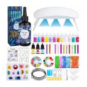 TOYSRUNNER Keychain Resin <b>DIY</b> <b>Kit</b> Jewelry Crystal Clear Hard UV LED Lamp Silicone Molds Glitter Foil Flowers Pendants - Product Image 1