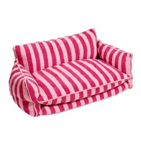 Lit pour animaux de compagnie en peluche d'agneau rayé, amovible et lavable, canapé-lit et lit pour chien, lits pour chiens et chats, personnalisation et vente en gros