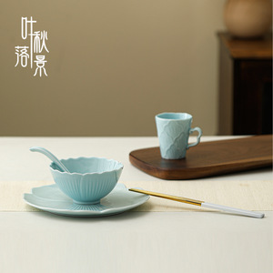 Service de table en céramique à motifs floraux, couleur unie, comprenant bol, assiette et tasse, pour usage domestique quotidien - Product Image 3