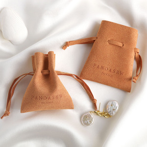 PandaSew Custom Logo with Deboss Print High Quality <b>Colorful</b> Microfiber Suede Luxury Mini Jewelry Pouch - Product Image 3