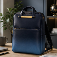 GORFIA Ransel Pria Kulit Sintetis Gradien Ransel Perjalanan Kapasitas Besar Desain Ombre Bisnis Mochilas Para Hombre